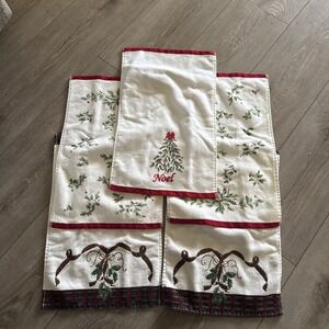 5 Lenox American by Design Holiday Nouveau Christmas‎ Ribbon Bath Hand Towels